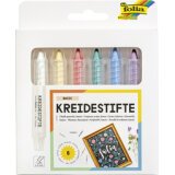 En_set de crayons craie, assorti, etui de 6