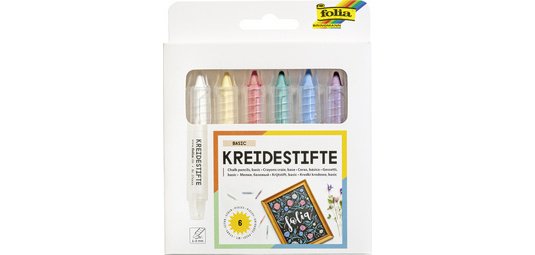 Set de crayons craie, assorti, étui de 6