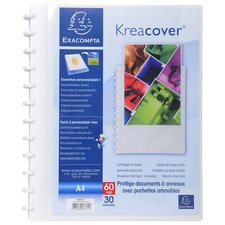 Kreacover® Showalbum met ringen en uitneembare tassen - 30 tassen - 60 zichten - A4 - - Wit