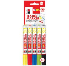 KIDS Marqueur pour textile, 5 x 3 ml, blister de 5