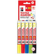 KIDS Marqueur pour textile, 5 x 3 ml, blister de 5