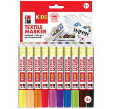 KIDS Marqueur pour textile, 10 x 3 ml, blister de 10