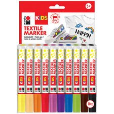 KIDS Marqueur pour textile, 10 x 3 ml, blister de 10