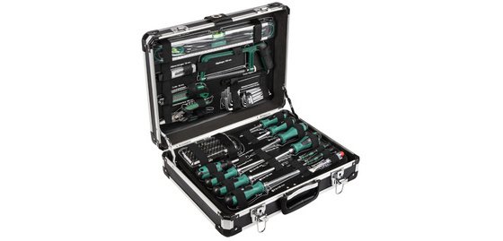 BRÜDER MANNESMANN Tool Case, 160 Pieces, Aluminum Case