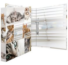 Classeur à anneaux 'Animals' - chats, A4, mécanisme à