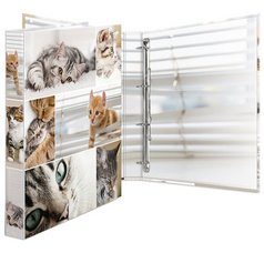 Classeur à anneaux 'chats', A4, mécanisme à 4 anneaux