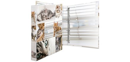 Classeur à anneaux 'chats', A4, mécanisme à 4 anneaux