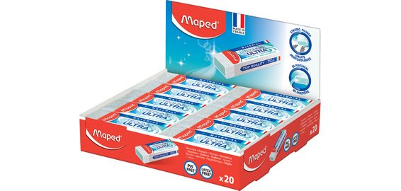 Gomme en plastique Technic Ultra, blanc, présentoir de