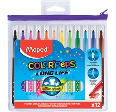 Feutre COLOR'PEPS Long Life, en étui de 12 à zip