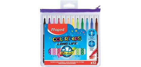 Feutre COLOR'PEPS Long Life, en étui de 12 à zip