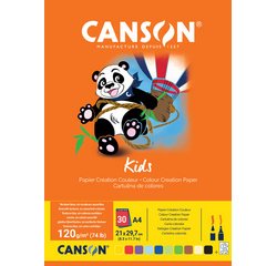 Blok creatie gekleurd papier Kids, A4, 30 vellen
