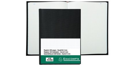 Kladde mit kaschiertem Leineneinband, 29,7x21cm, 100 Blatt, 110g, kariert - Schwarz