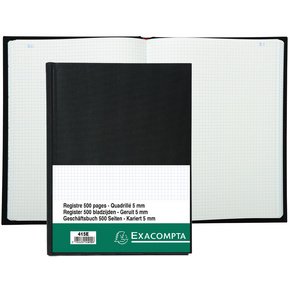 Register 29,7x21cm geruit 5x5 - genummerd - 500 blad - Zwart