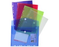 "Exacompta PP Envelope Punched Pocket, A4, Hook & Loop, Bag of 5" - Frosted