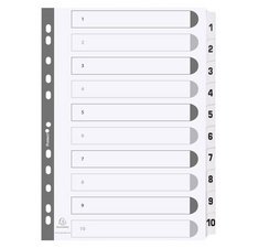 Intercalaire A4 polypropylène blanc Exacompta 10 onglets numériques - 1 jeu