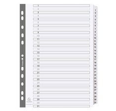 Intercalaires imprimés à touches plastifiées - 31 touches 1 à 31 - A4 - Blanc