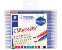 Feutre double pointe de calligraphie, étui de 12