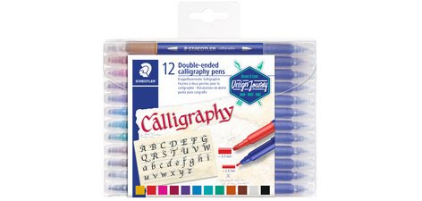 Feutre double pointe de calligraphie, étui de 12