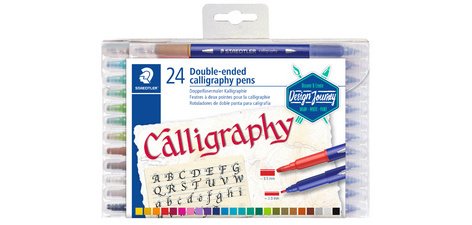 Feutre double pointe de calligraphie, étui de 24