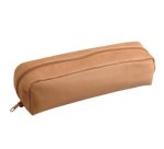 CUIR NATUREL Trousse rectangulaire 22x5x3 cm. - Naturel