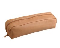 Real leather rectangular pencil case 22x5x3 cm - nature