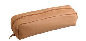 CUIR NATUREL Trousse rectangulaire 22x5x3 cm. - Naturel
