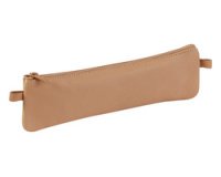 Real leather flat pencil case 22x6 - nature