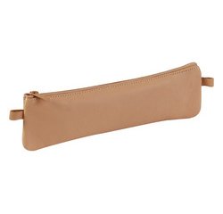 Real leather flat pencil case 22x6 - nature