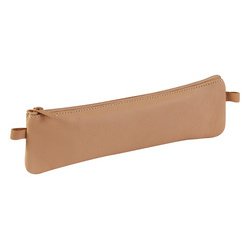 Trousse plate, cuir naturel