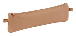 Trousse plate, cuir naturel