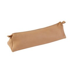 Trousse plate, cuir naturel