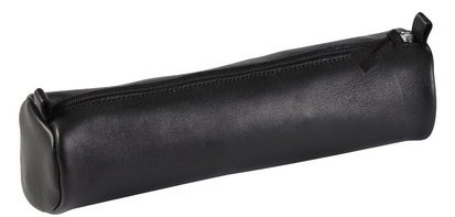 Ronde etui in zwart leer