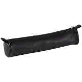 CUIR NOIR Trousse petite ronde Ø3,5x18 cm. - Noir