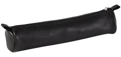 CUIR NOIR Trousse petite ronde Ø3,5x18 cm. - Noir
