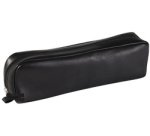 CUIR NOIR Trousse rectangulaire 21x4x6 cm. - Noir