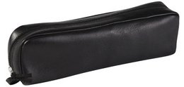 CUIR NOIR Trousse rectangulaire 21x4x6 cm. - Noir