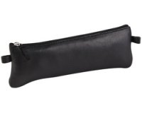 Clairefontaine black leather flat pencil case 22x6cm, 1 pack of 6 - black