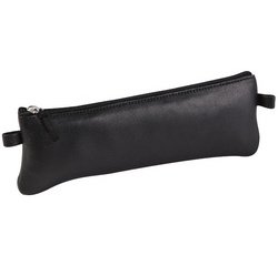 Clairefontaine black leather flat pencil case 22x6cm, 1 pack of 6 - black