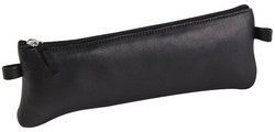 Platte etui in zwart leer