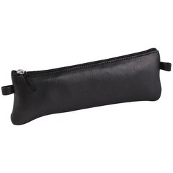 Trousse plate, cuir noir