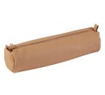 CUIR NATUREL Trousse ronde Ø5,5x22 cm. - Naturel
