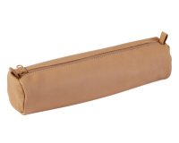 Real leather round pencil case ø5,5x22 - nature