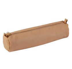 Trousse ronde, cuir naturel