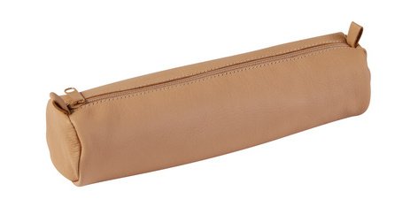 Trousse ronde, cuir naturel