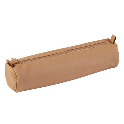 Trousse ronde, cuir naturel