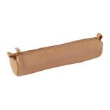 Trousse petite ronde, cuir naturel