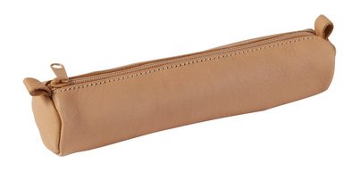 Trousse petite ronde, cuir naturel