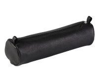 Clairefontaine black aged leather round pencil case, ø5,5x22cm, 1 pack of 6 - black