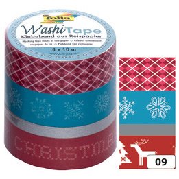 Rubans autocollants déco Washi-Tape NOEL RETRO,