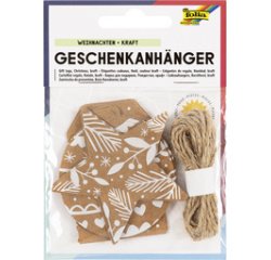 Etiquette cadeau 'Noël papier kraft', avec ficelle